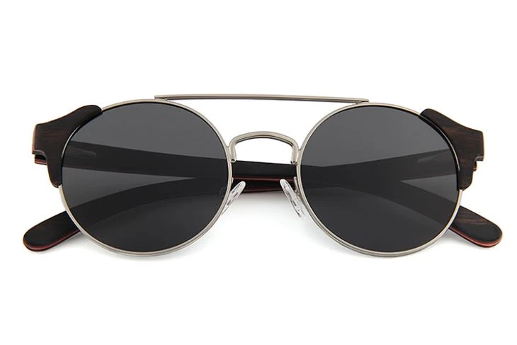 Wholesale Classical Round Frame Wooden Sunglasses Supplier