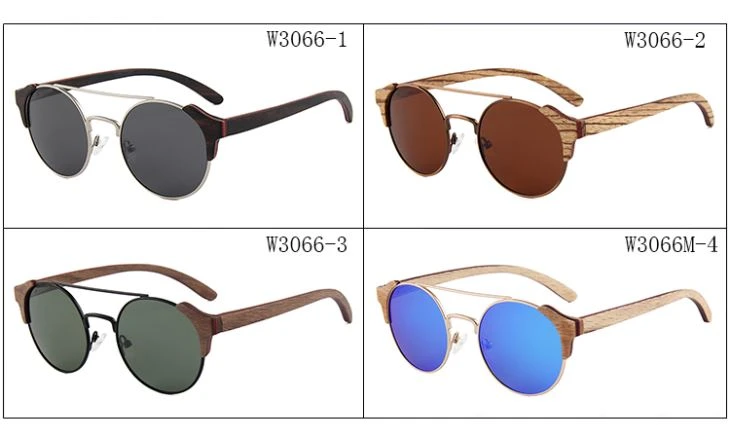 Wholesale Classical Round Frame Wooden Sunglasses Factory